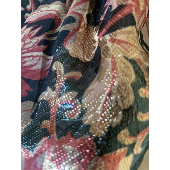 EXPRESS Women Metallic Whimsigoth Top Blouse Faux Wrap Dark Fairy Floral Small - Picture 7 of 13